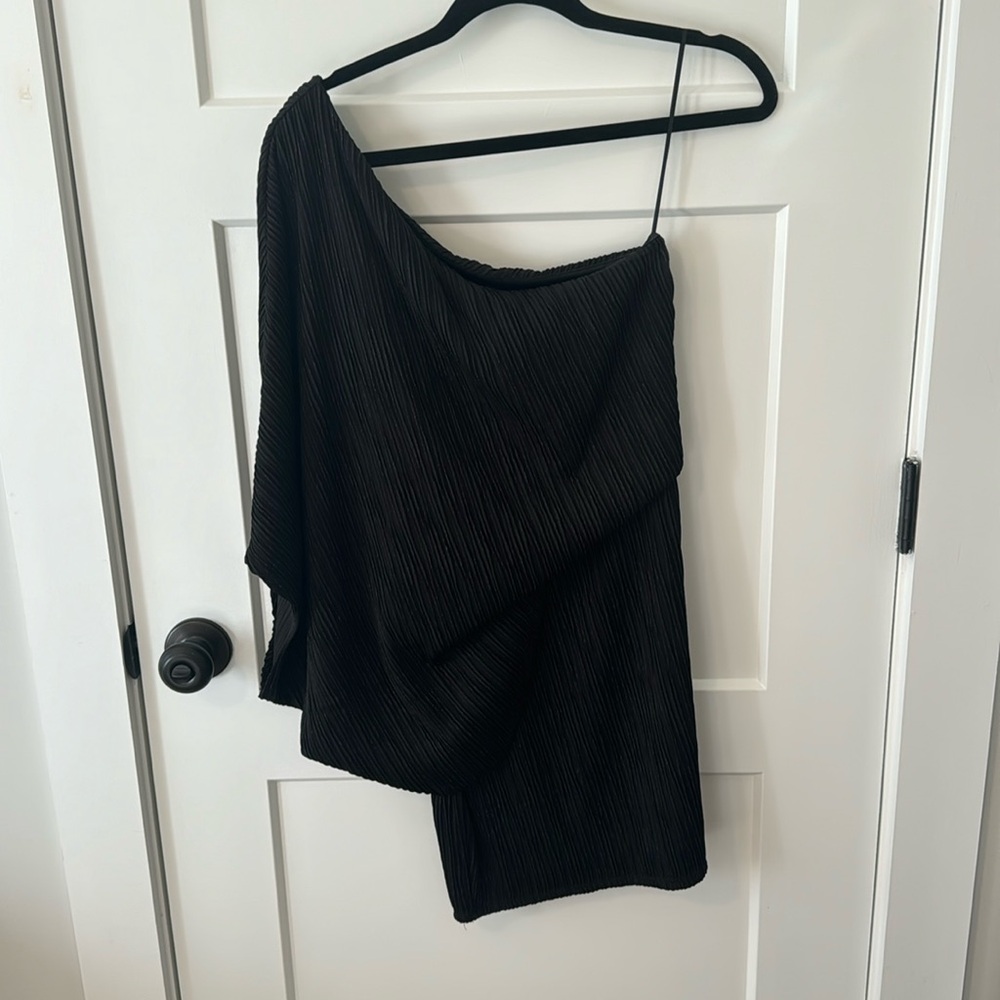 Black one shoulder cocktail dress